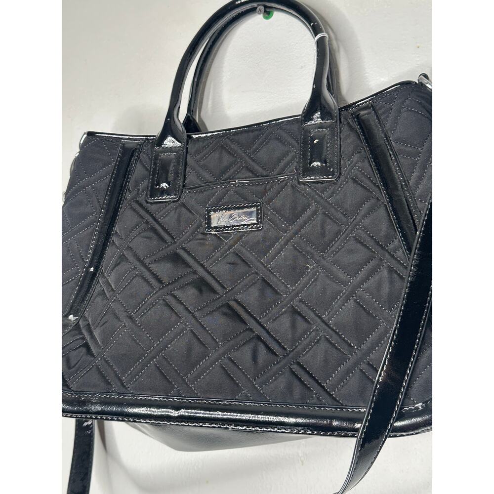 VERA BRADLEY Black Espresso Trimmed Trapeze Quilted Crossbody Top Handle Purse - Picture 7 of 16